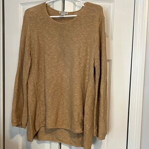 Elegant 100 % Cotton Tan Long Sleeve Top by Avalin.